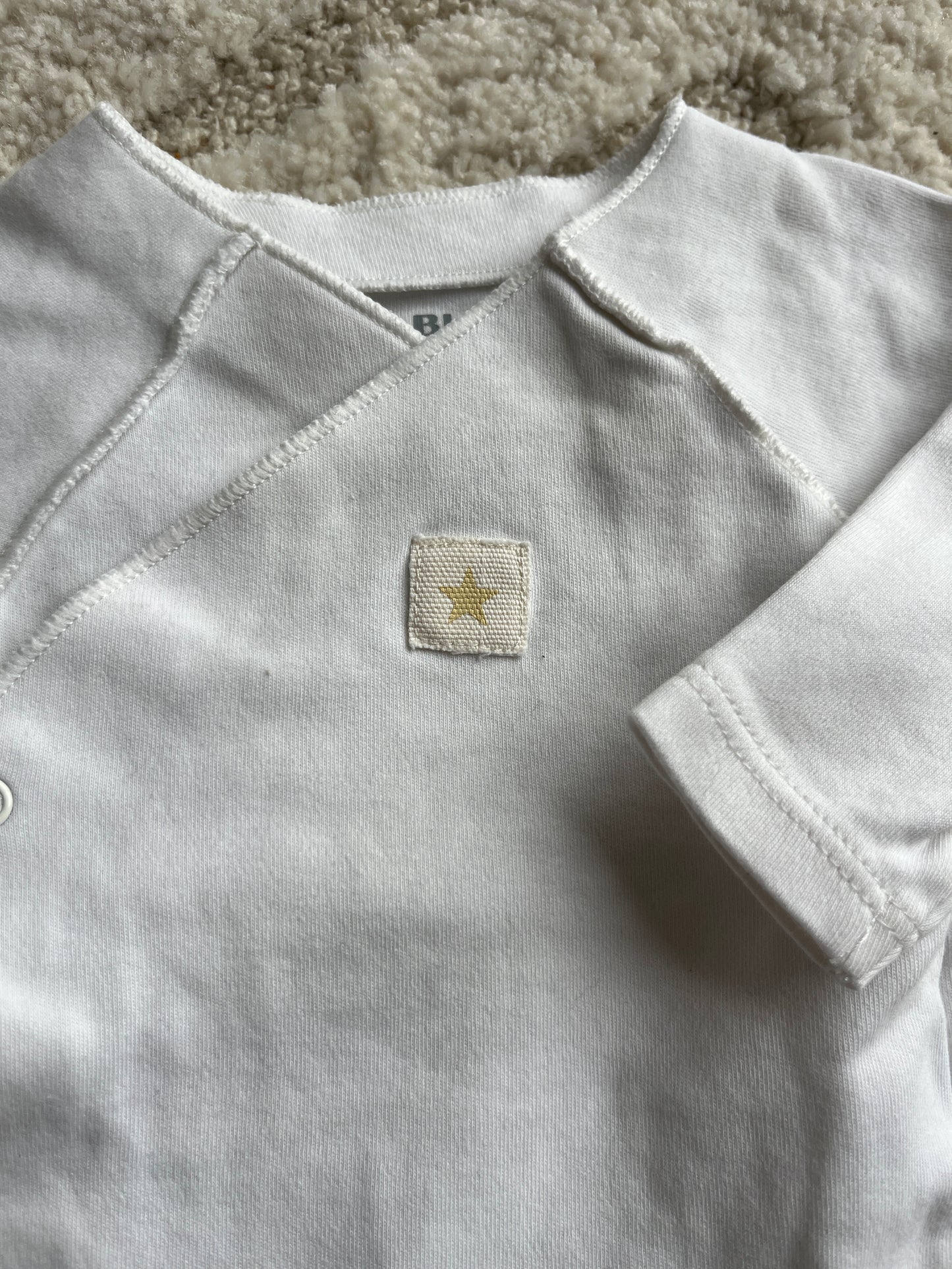 Body à manches longues blanc asymétrique avec étoile - 3 mois