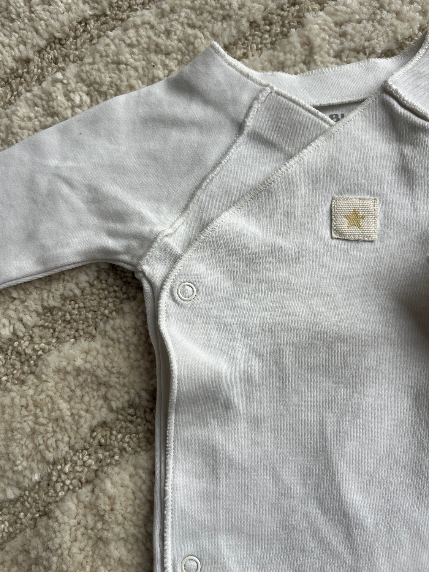 Body à manches longues blanc asymétrique avec étoile - 3 mois