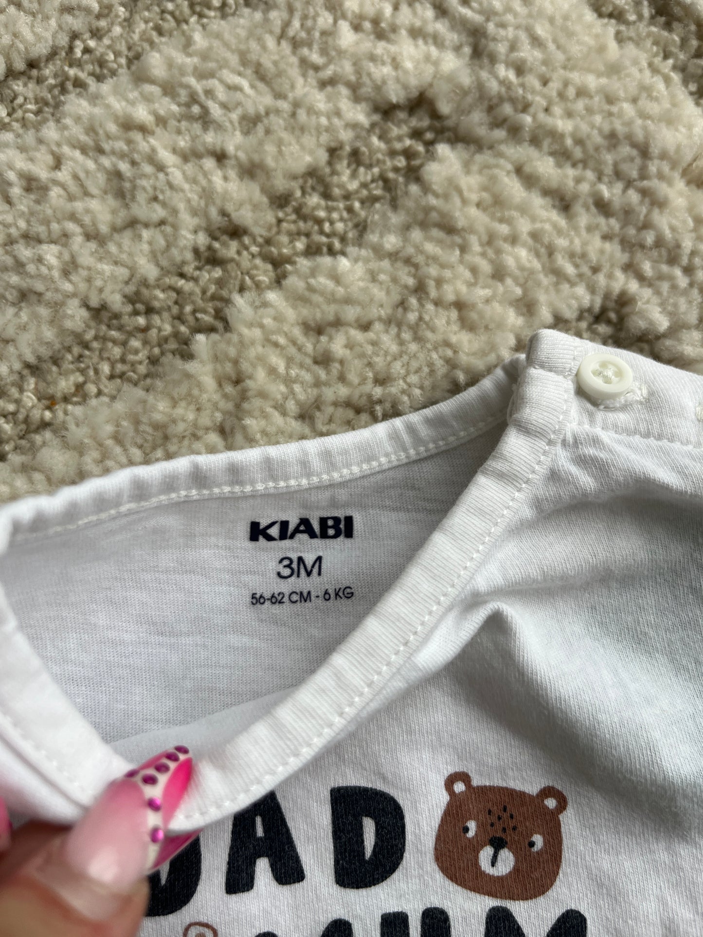 T-shirt à manches longues blanc « dad, mum & me » - 3 mois