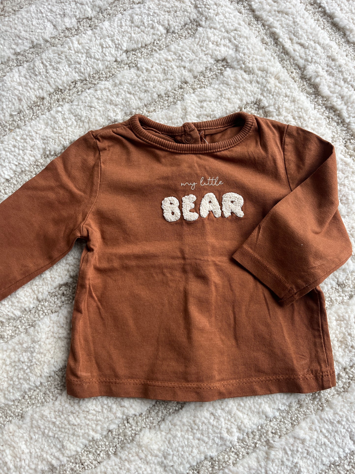 T-shirt à manches longues marron « my little bear » - 3 mois