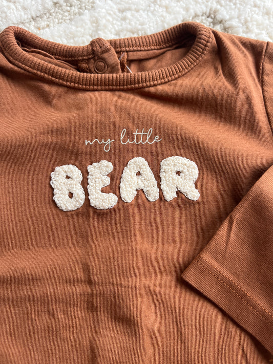 T-shirt à manches longues marron « my little bear » - 3 mois