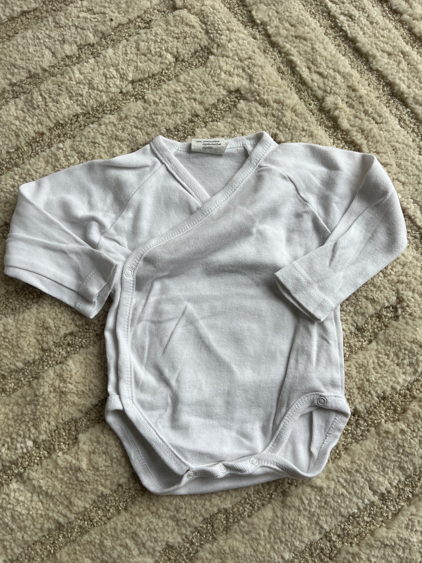 Body à manches longues en jersey blanc ouverture devant - 3 mois