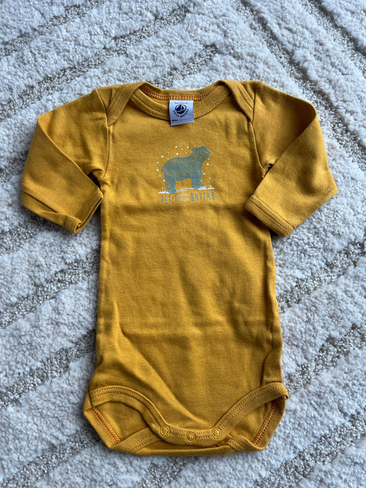 Body à manches longues moutarde motif ours polaire Petit Bateau - 3 mois