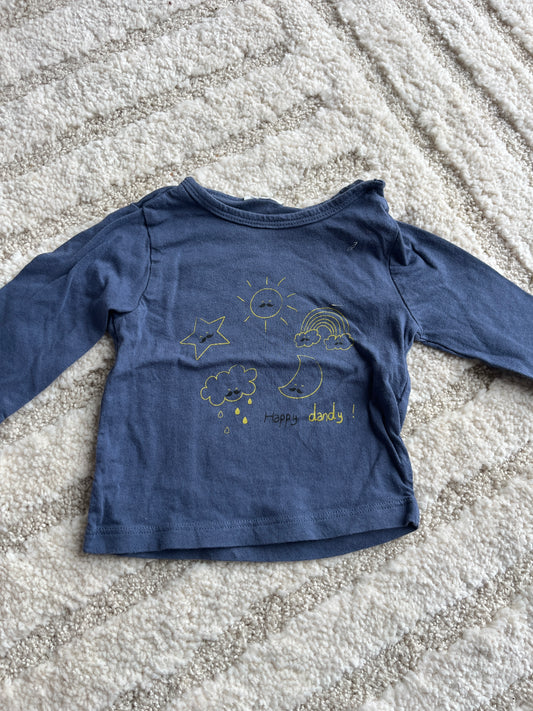 T-shirt à manches courtes bleu motifs météo - 3 mois