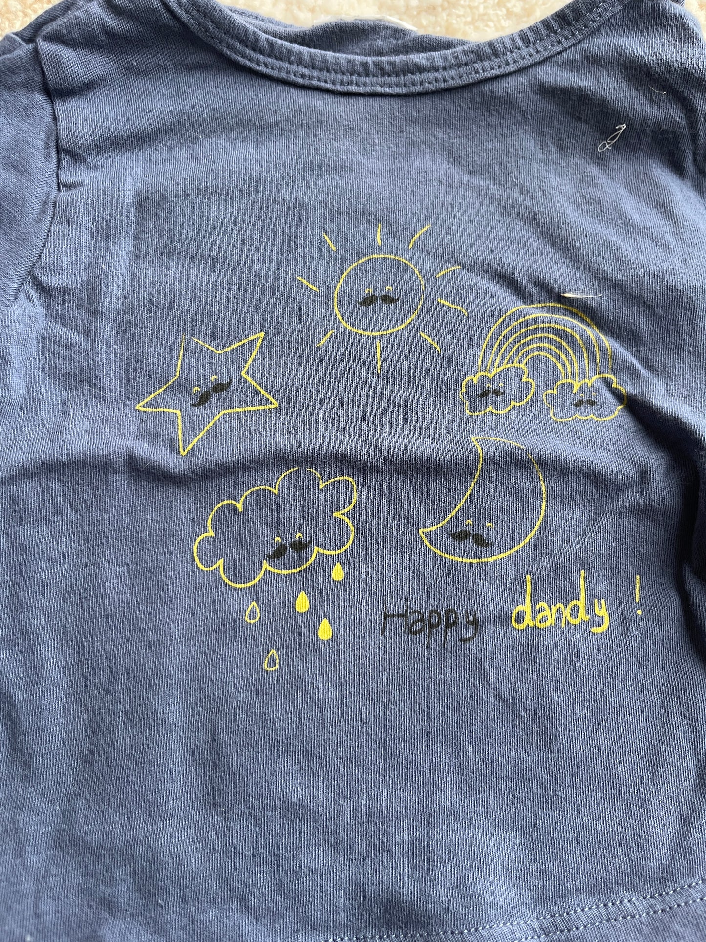 T-shirt à manches courtes bleu motifs météo - 3 mois