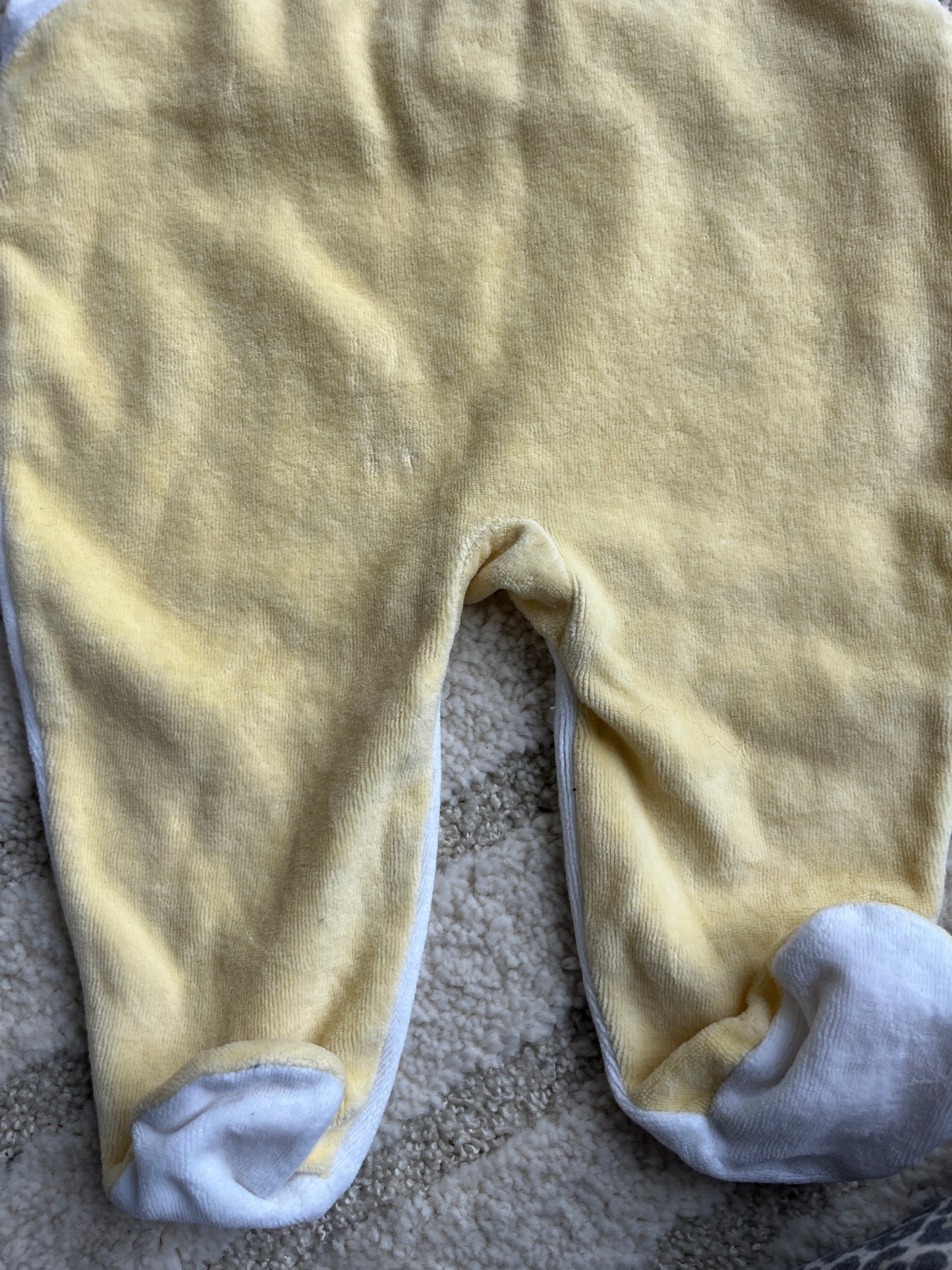 Pyjama velours jaune et blanc chat et souris - 3 mois
