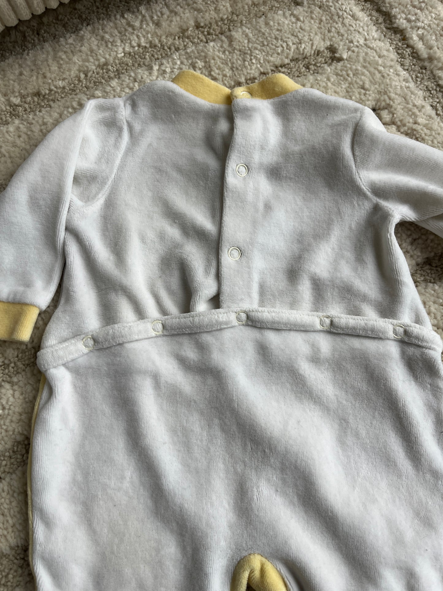 Pyjama velours jaune et blanc chat et souris - 3 mois