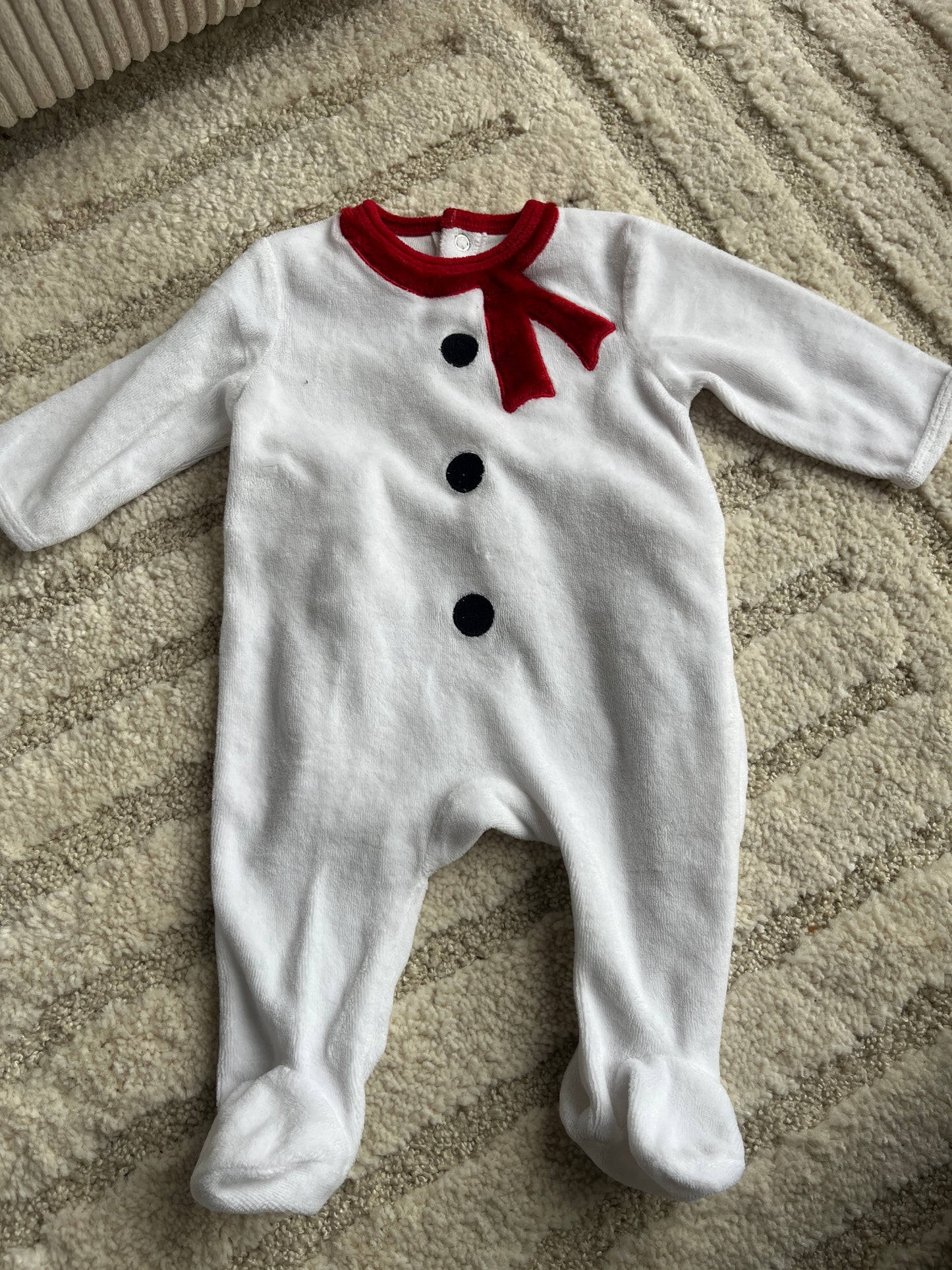 Pyjama velours Noël bonhomme de neige - 3 mois