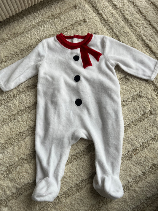 Pyjama velours Noël bonhomme de neige - 3 mois