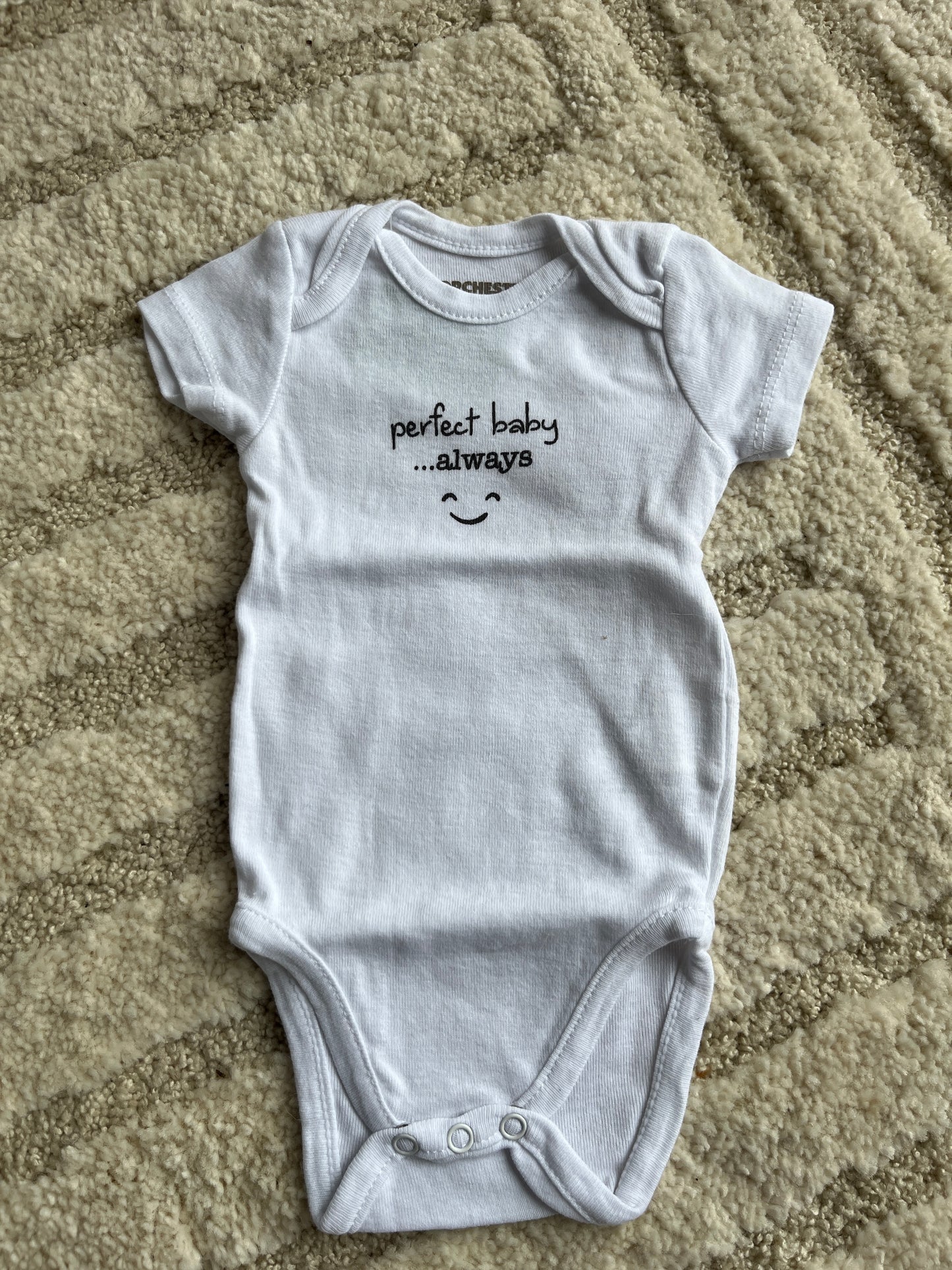 Body à manches courtes blanc « perfect baby always » - 3 mois