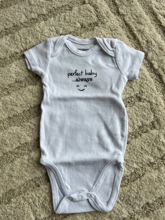 Body à manches courtes blanc « perfect baby always » - 3 mois