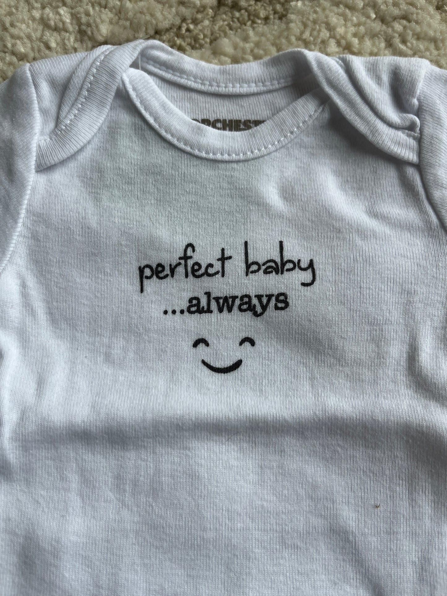 Body à manches courtes blanc « perfect baby always » - 3 mois
