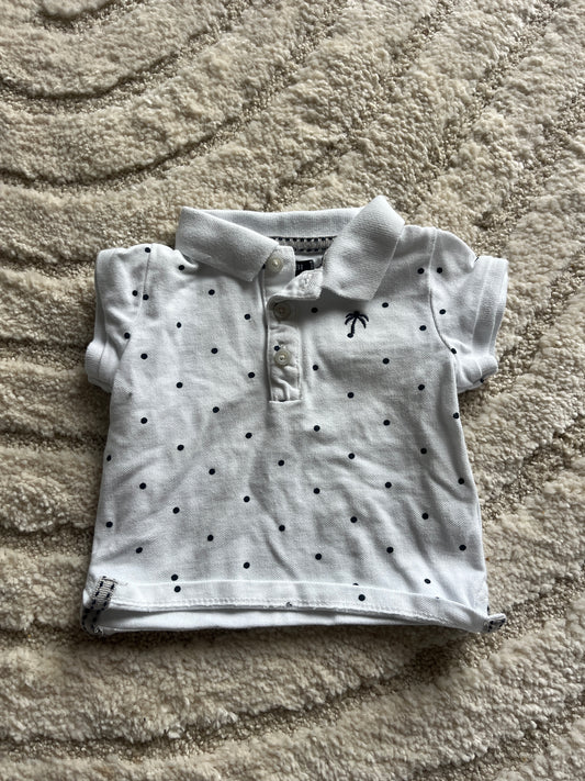 Polo à manches courtes blanc motifs palmiers et pois - 6 mois