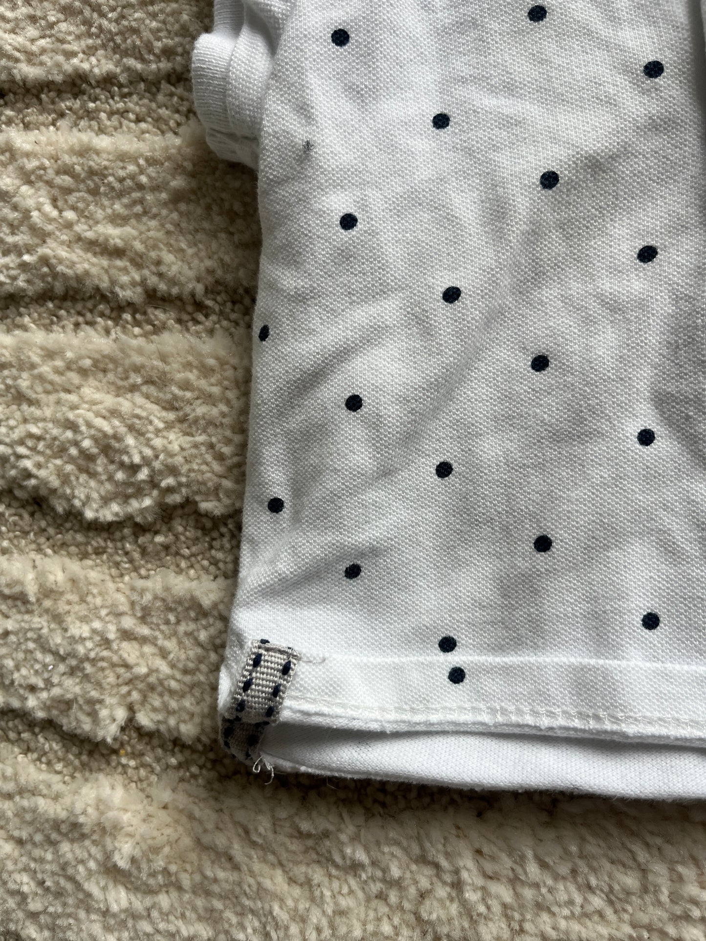 Polo à manches courtes blanc motifs palmiers et pois - 6 mois