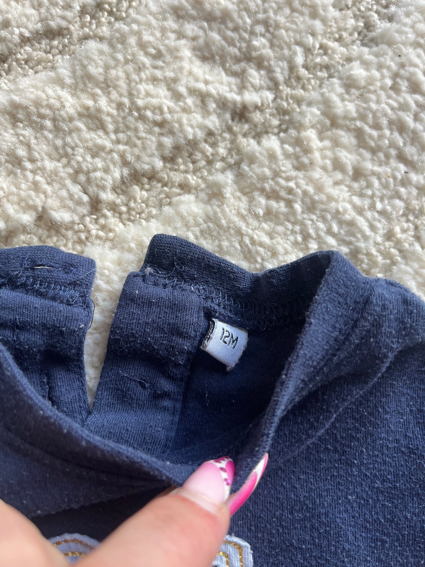 Pull à manches longues bleu marine à rayures « sea you » motif baleine - 12 mois