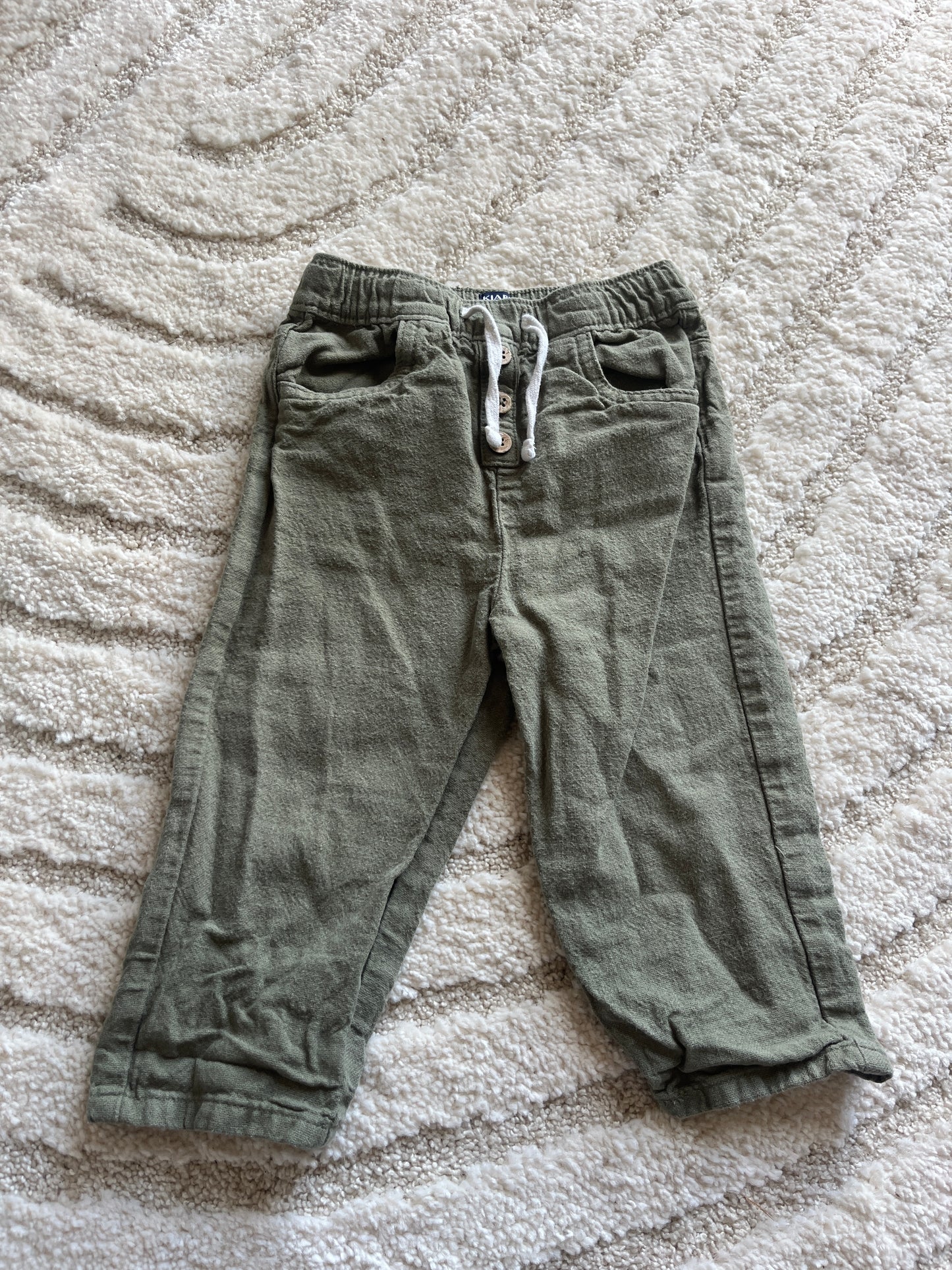 Pantalon kaki en lin avec poches - 18 mois