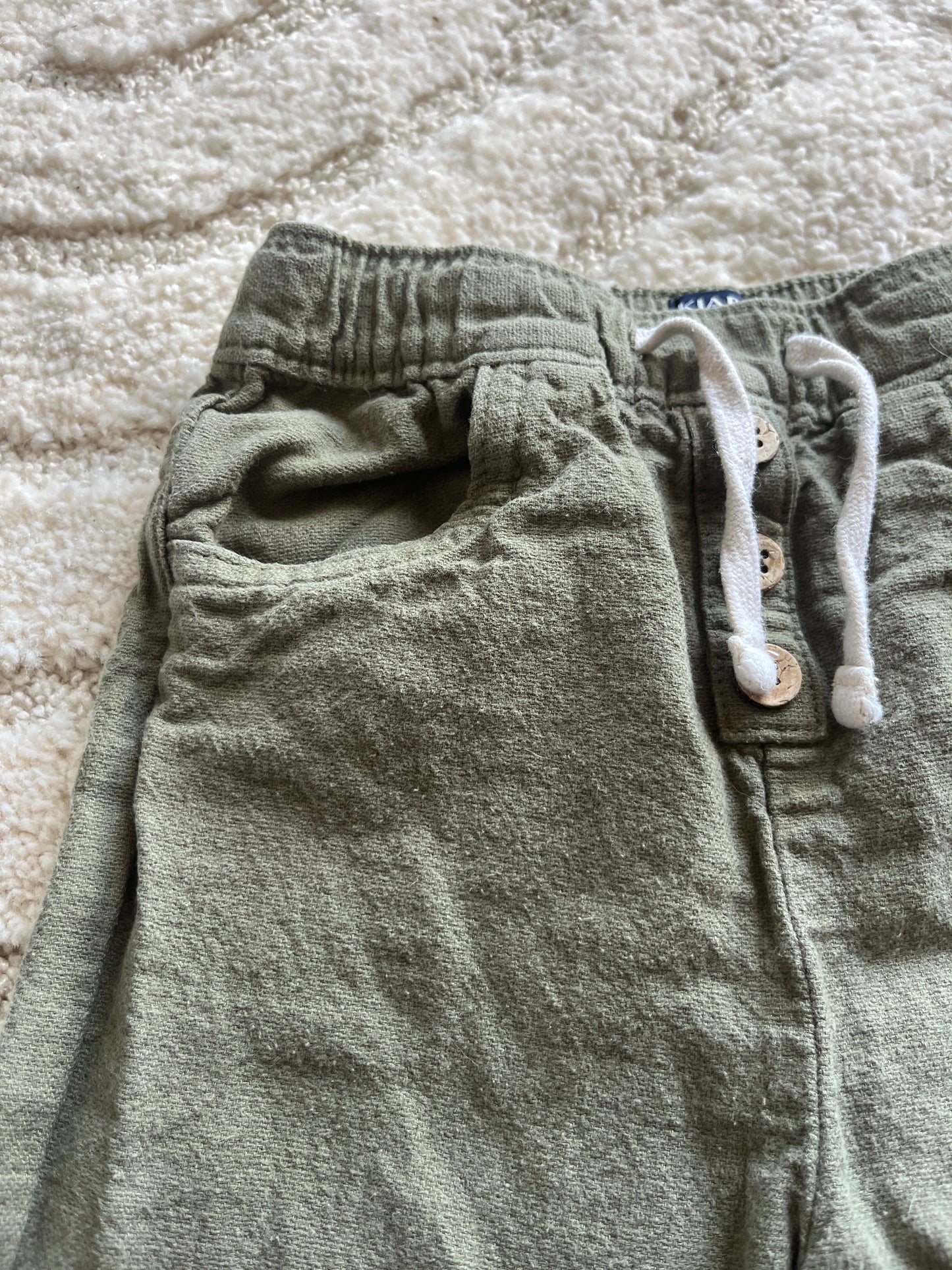 Pantalon kaki en lin avec poches - 18 mois