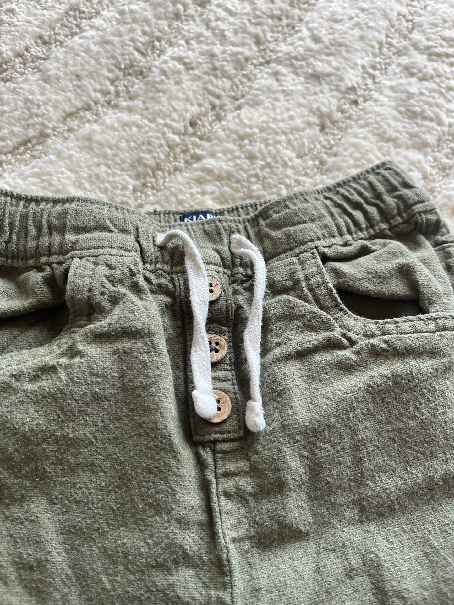 Pantalon kaki en lin avec poches - 18 mois