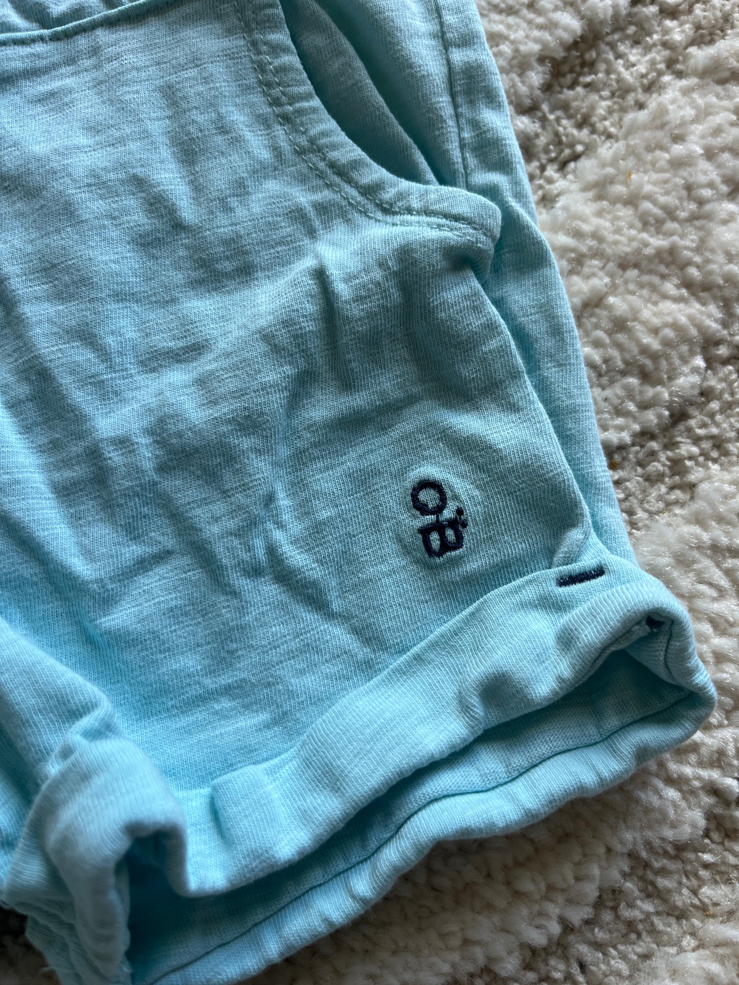Short en jersey bleu cyan Obaïbi - 18 mois