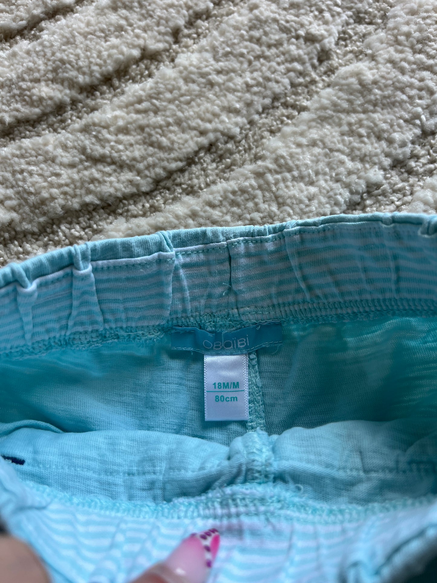 Short en jersey bleu cyan Obaïbi - 18 mois