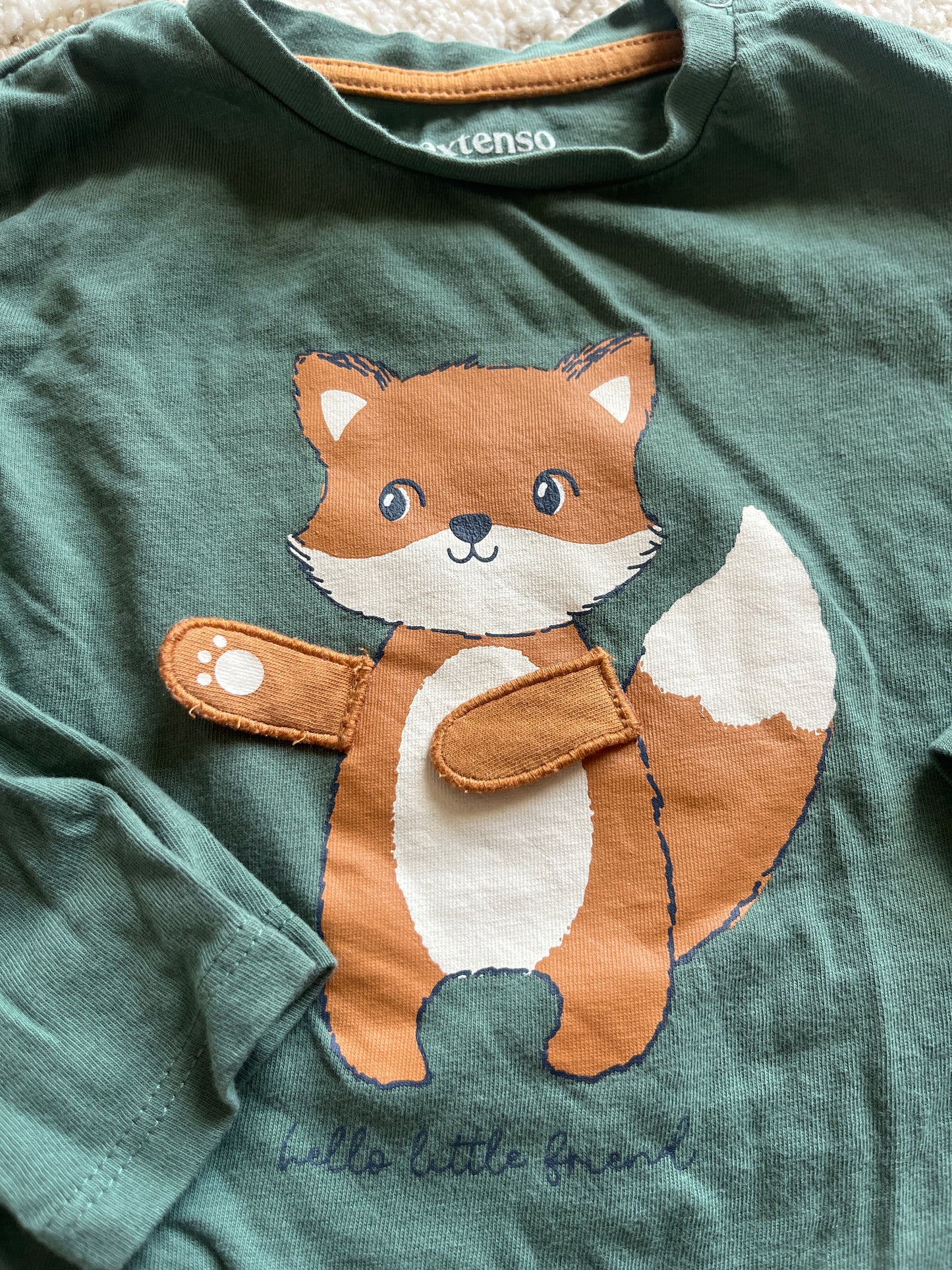 T-shirt à manches longues vert motif renard - 18 mois