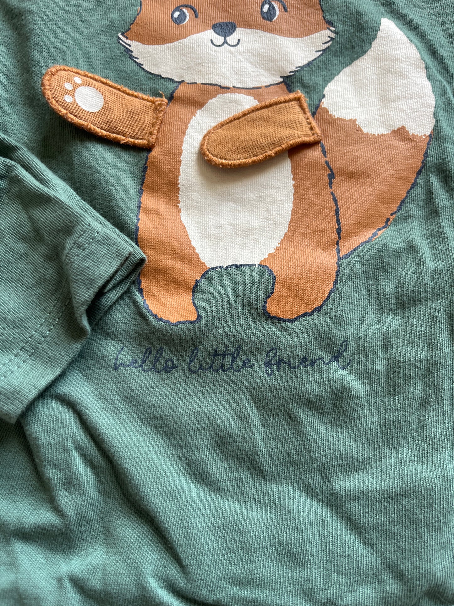 T-shirt à manches longues vert motif renard - 18 mois