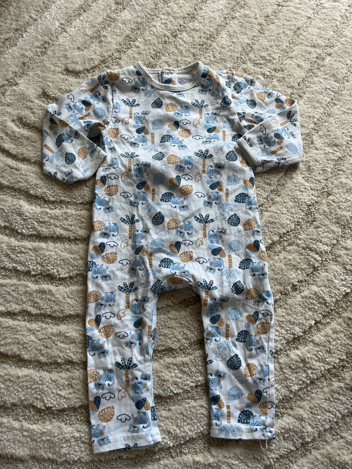 Pyjama léger motifs savane en bleu et beige - 18 mois
