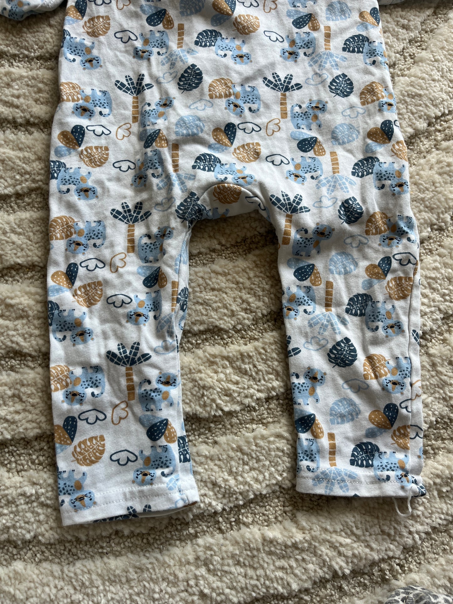 Pyjama léger motifs savane en bleu et beige - 18 mois