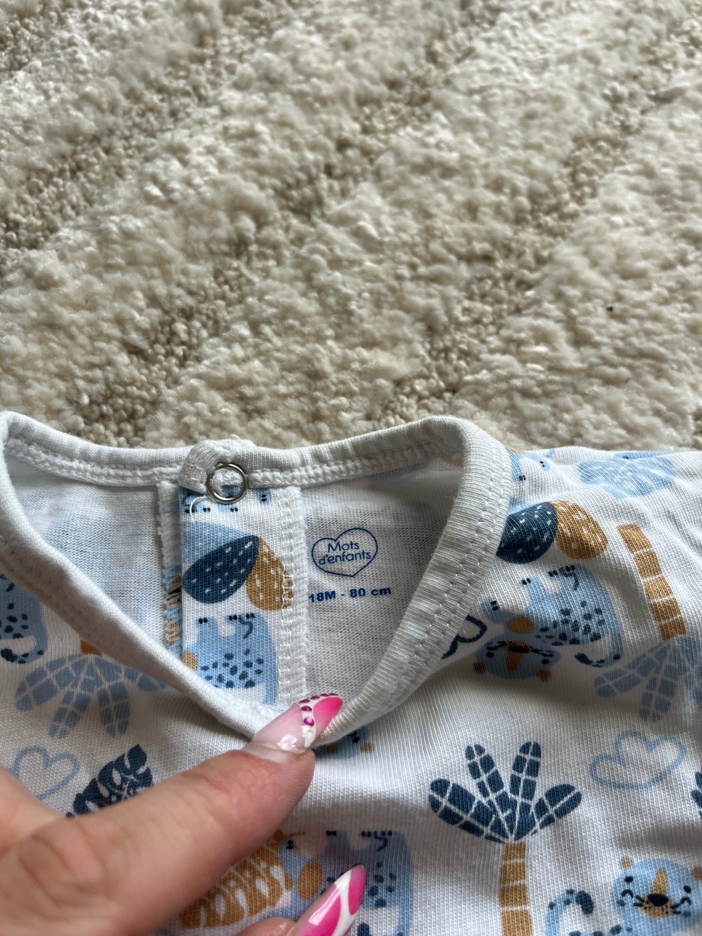 Pyjama léger motifs savane en bleu et beige - 18 mois