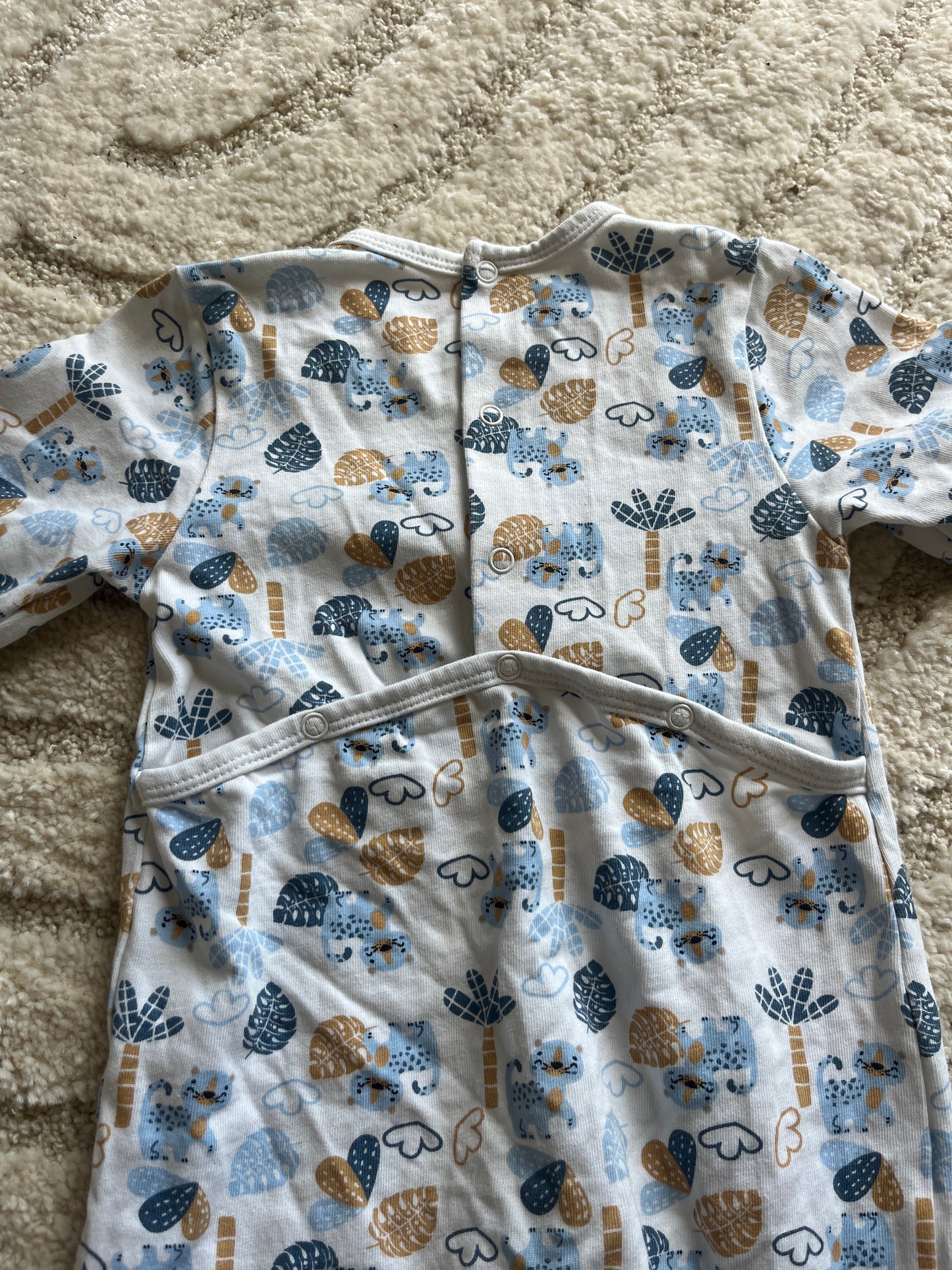 Pyjama léger motifs savane en bleu et beige - 18 mois