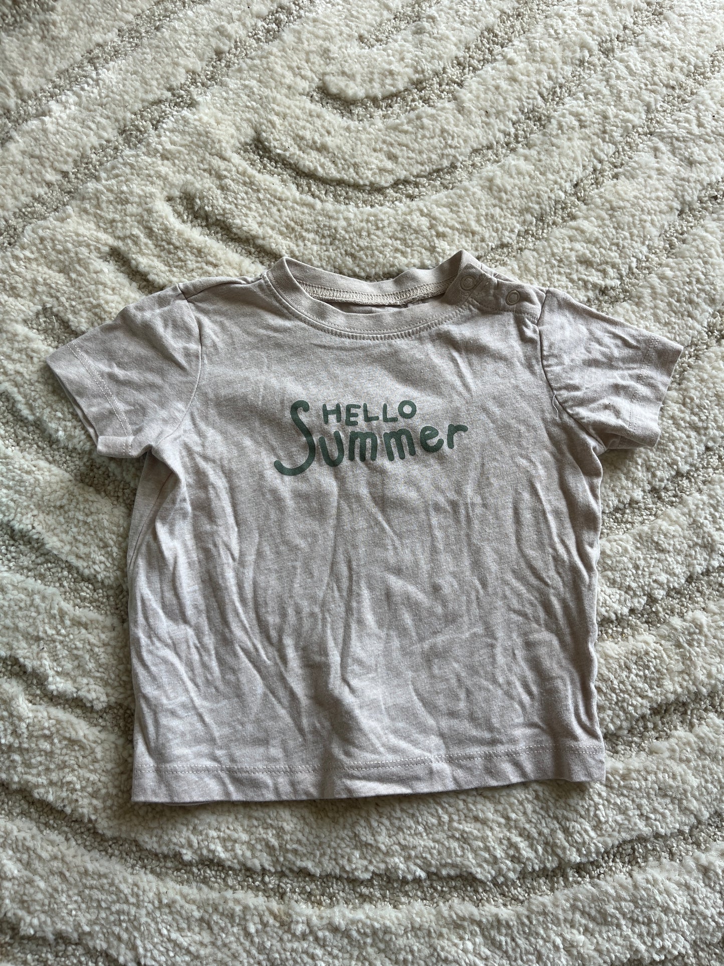 T-shirt à manches courtes beige chiné « hello Summer » - 24 mois