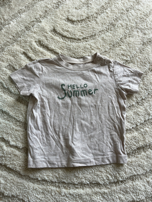 T-shirt à manches courtes beige chiné « hello Summer » - 24 mois