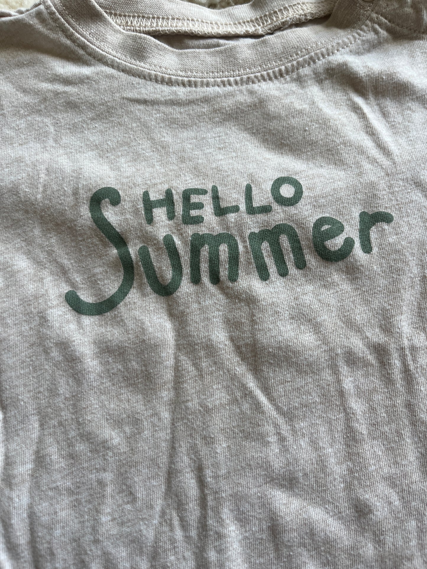 T-shirt à manches courtes beige chiné « hello Summer » - 24 mois