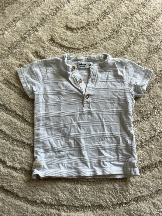 T-shirt à manches courtes blanc à rayures en maille gaufrée - 24 mois
