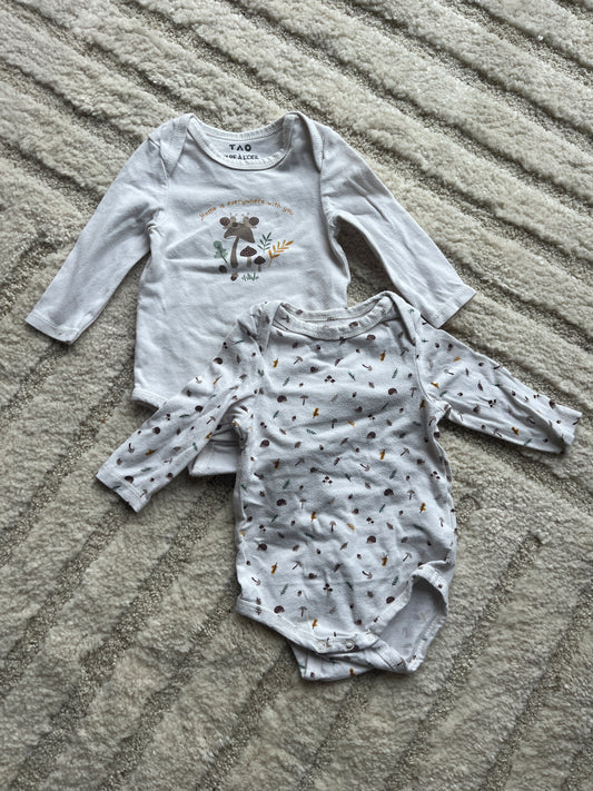 Lot de 2 bodies à manches longues motifs forêt TAO - 3 mois