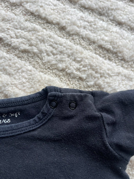 Body à manches courtes noir Sweet & Soft - 3/6 mois