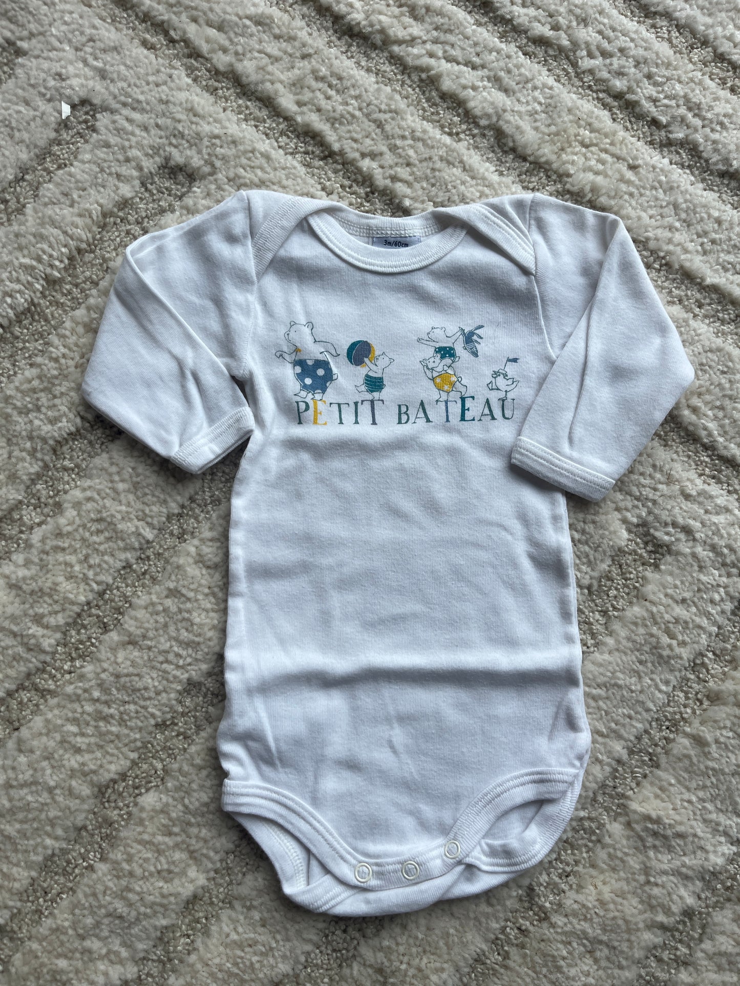 Body à manches longues blanc motifs oursons Petit Bateau - 3 mois