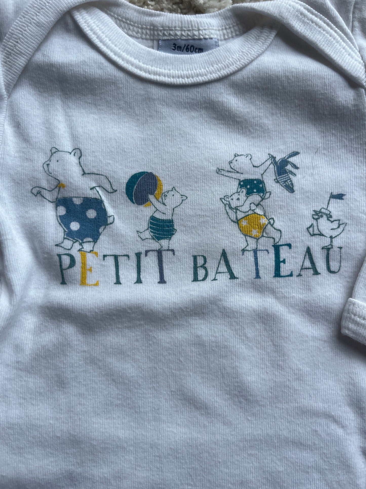 Body à manches longues blanc motifs oursons Petit Bateau - 3 mois