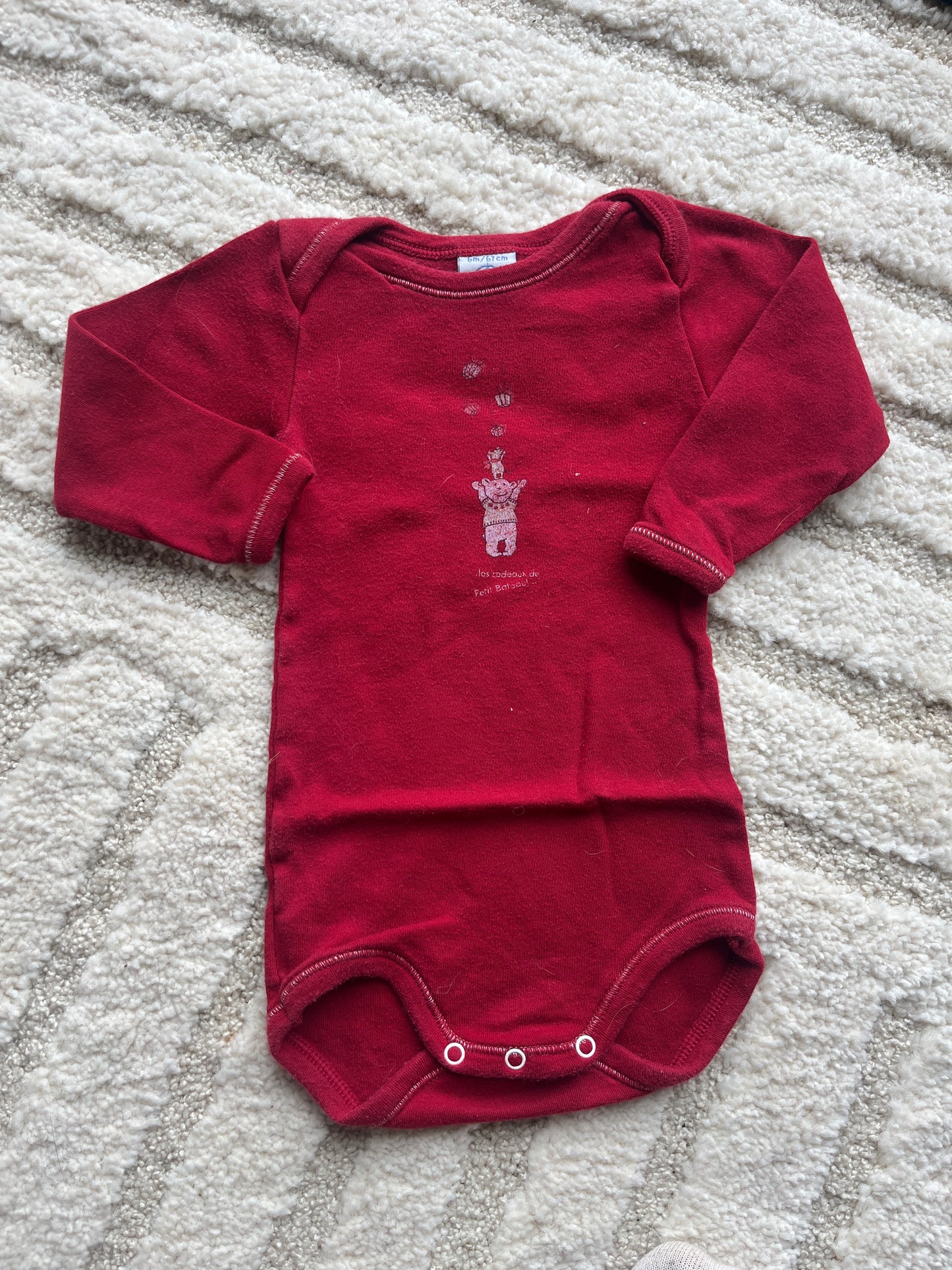 Body à manches longues rouge Petit Bateau - 6 mois
