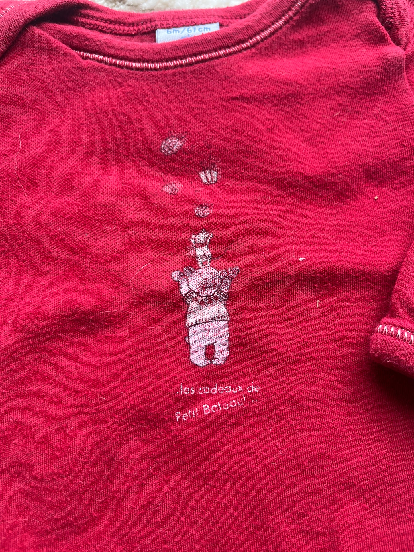 Body à manches longues rouge Petit Bateau - 6 mois