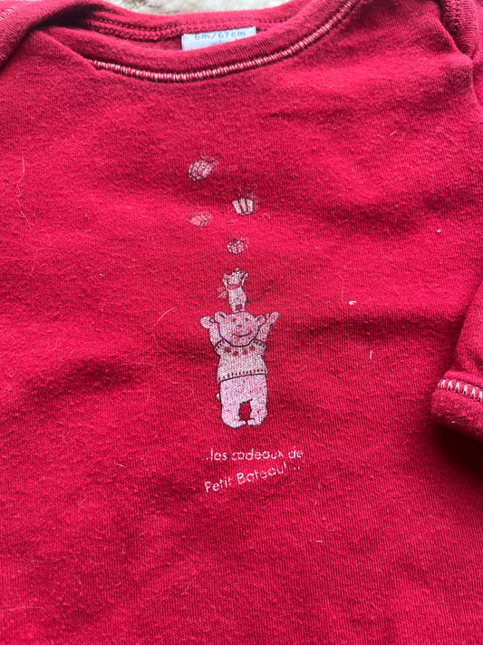 Body à manches longues rouge Petit Bateau - 6 mois