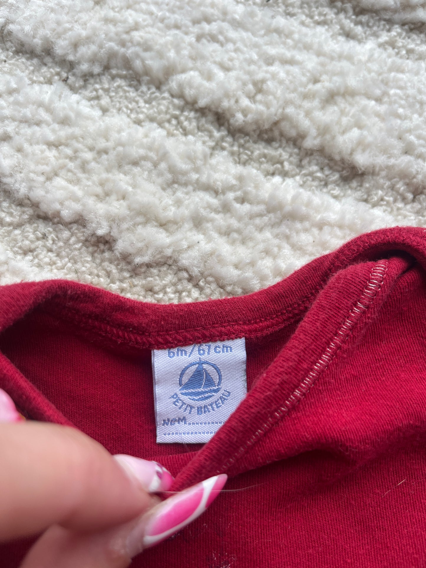 Body à manches longues rouge Petit Bateau - 6 mois