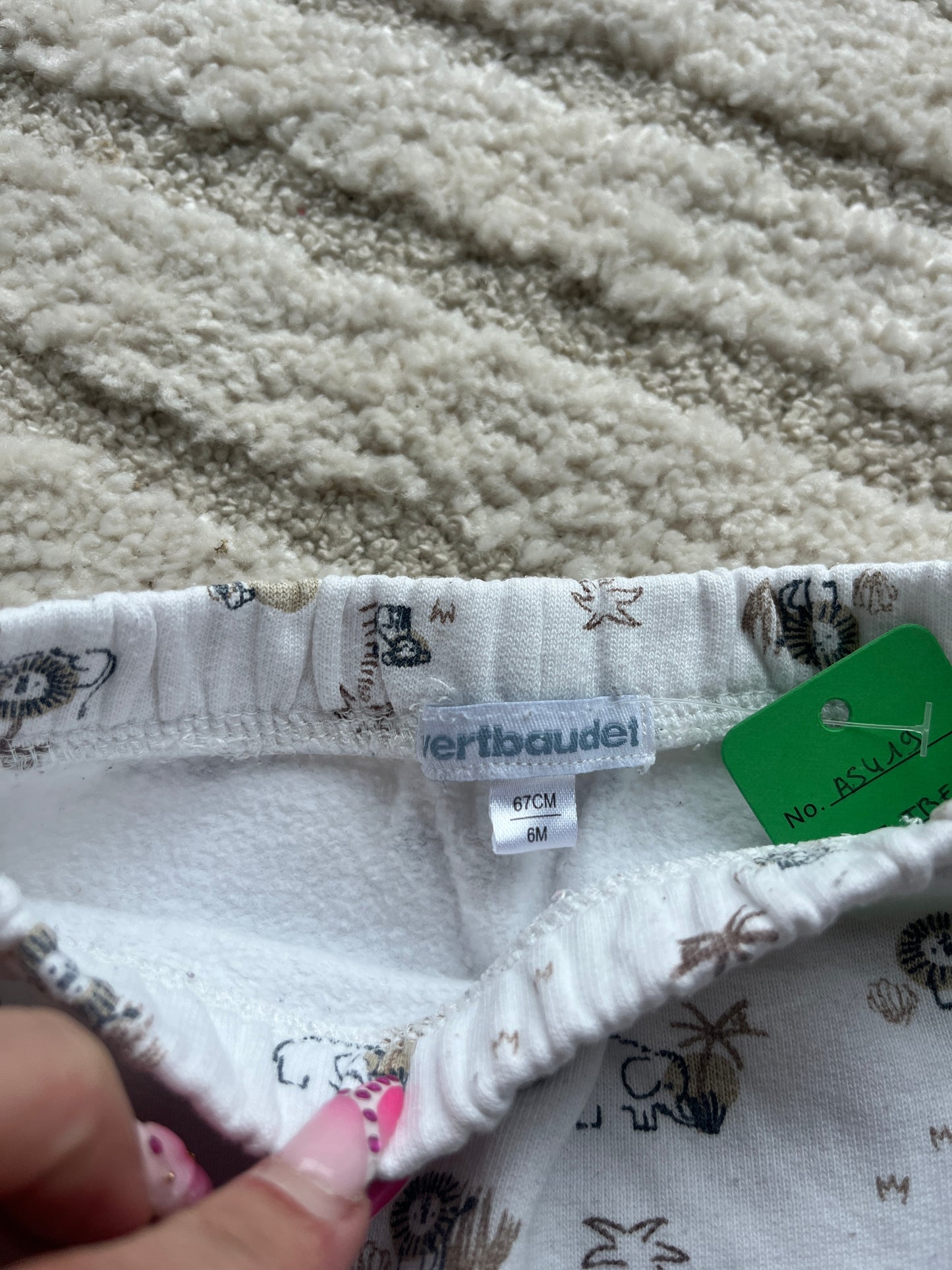 Pantalon chill blanc avec motifs animaux molletonné à l’intérieur Vertbaudet - 6 mois