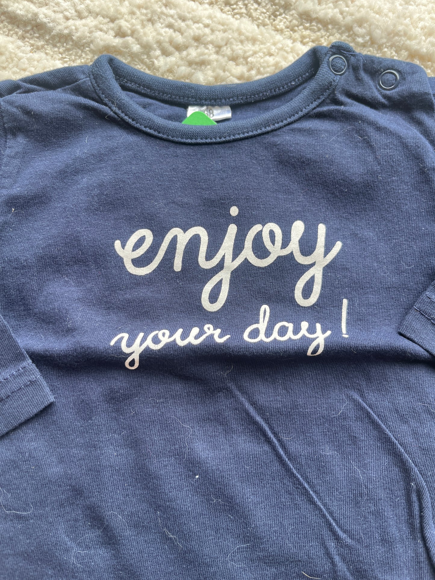 T-shirt à manches longues bleu marine « enjoy your day » - 6 mois