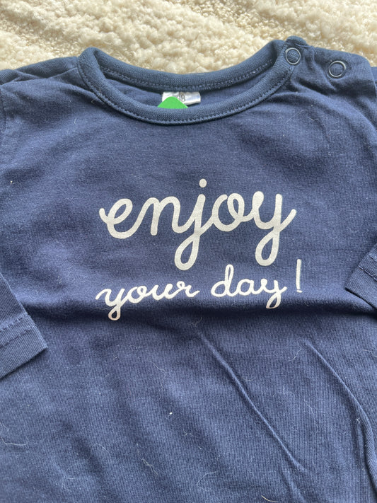 T-shirt à manches longues bleu marine « enjoy your day » - 6 mois