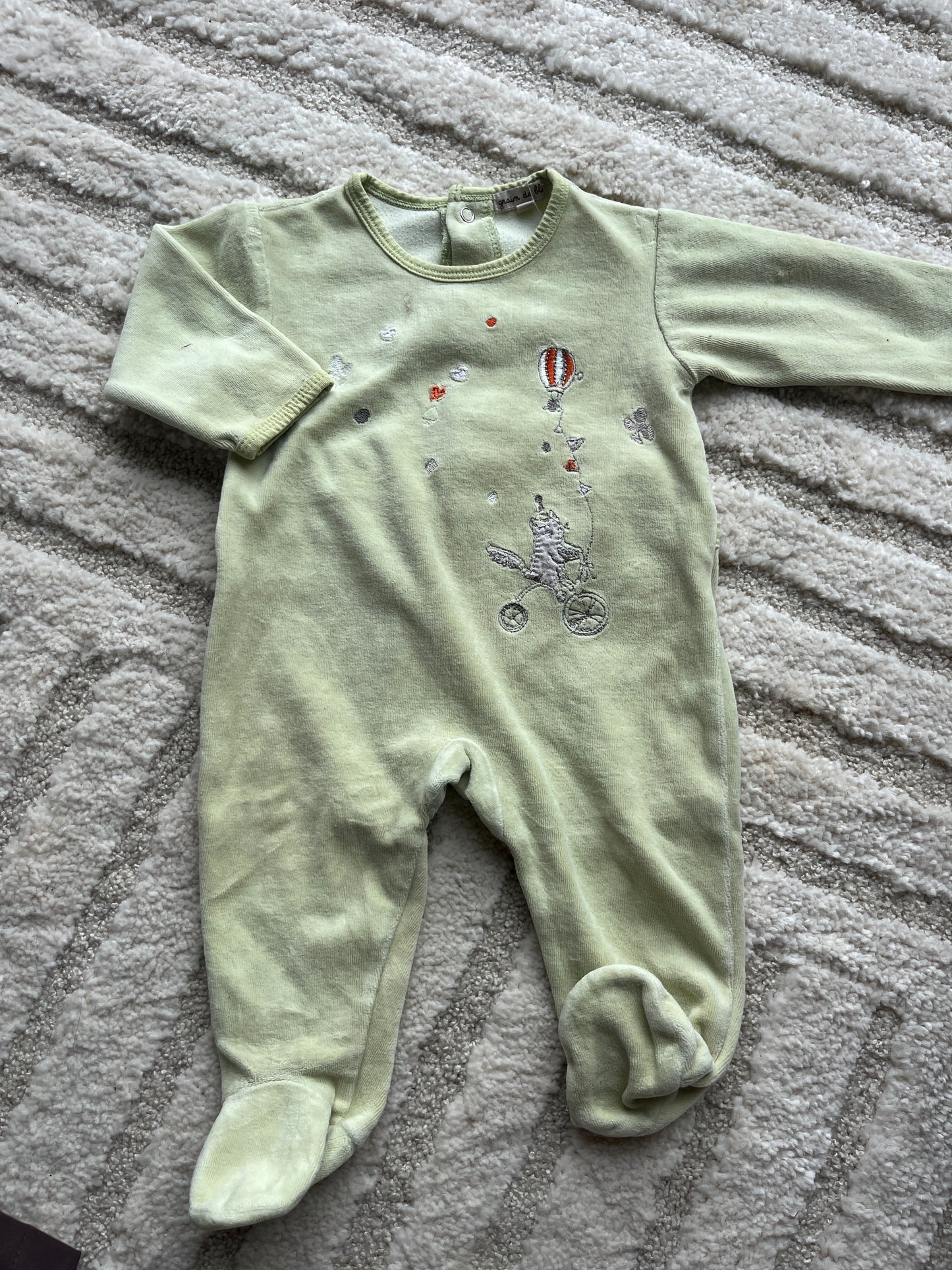 Pyjama velours vert clair Grain de blé - 6 mois