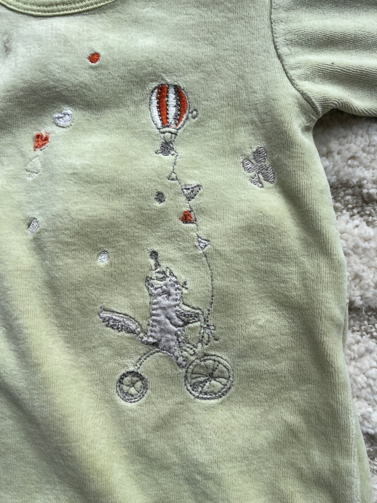 Pyjama velours vert clair Grain de blé - 6 mois