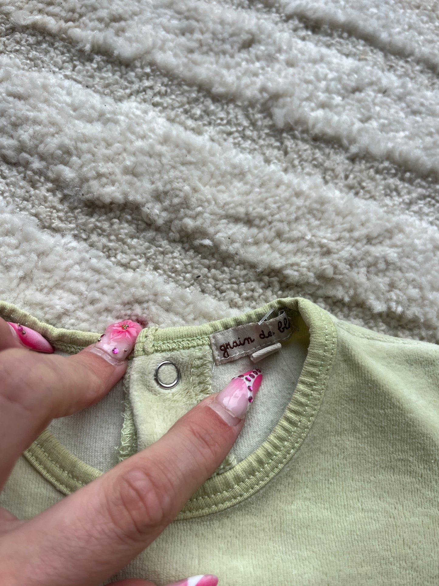 Pyjama velours vert clair Grain de blé - 6 mois