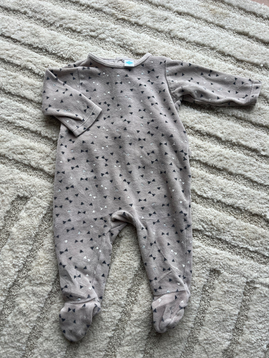 Pyjama velours beige motifs triangles Tex - 6 mois
