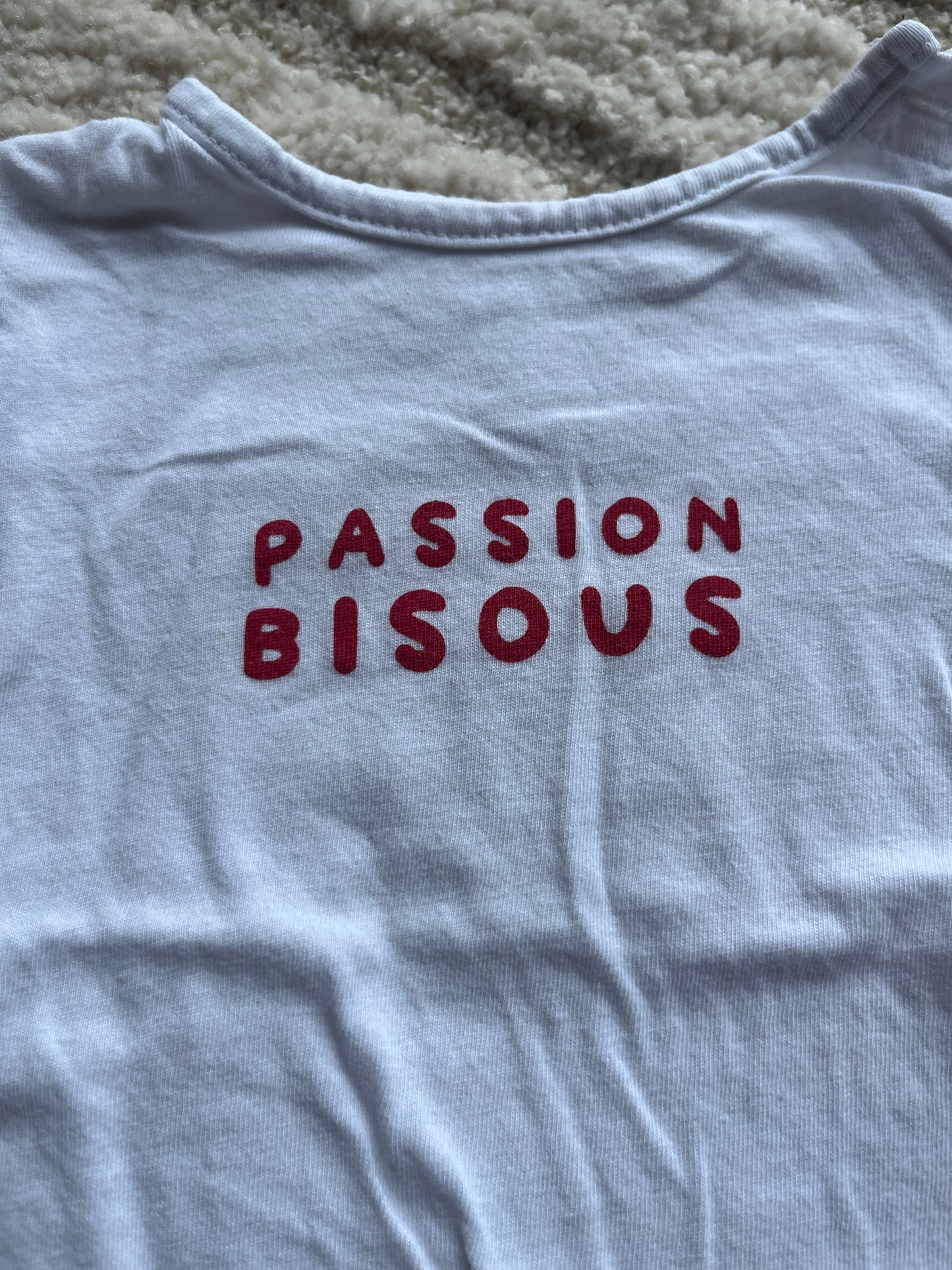 T-shirt à manches courtes blanc « passion bisous » - 6 mois